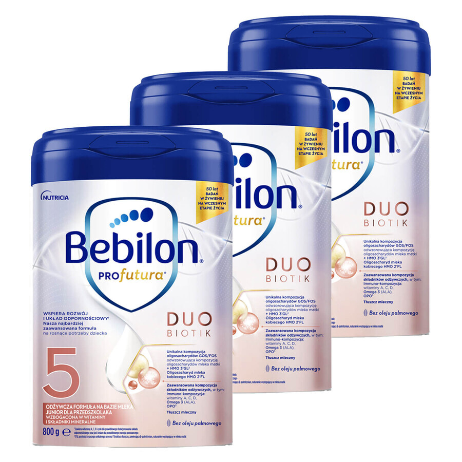 Set Bebilon Profutura DuoBiotik DuoBiotik 5, lait maternisé pour enfants d'âge préscolaire, 3 x 800 g