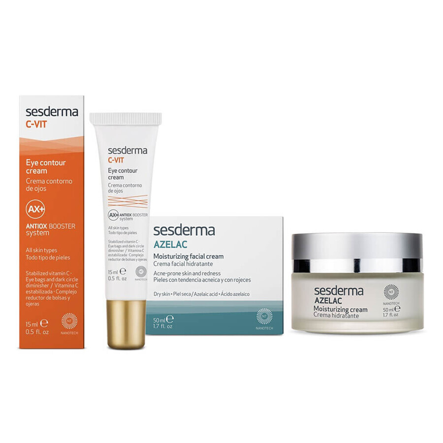 Sesderma Set, Azelac Feuchtigkeitscreme für das Gesicht 50 ml + C-Vit Augencreme 15 ml für 1 Pfennig