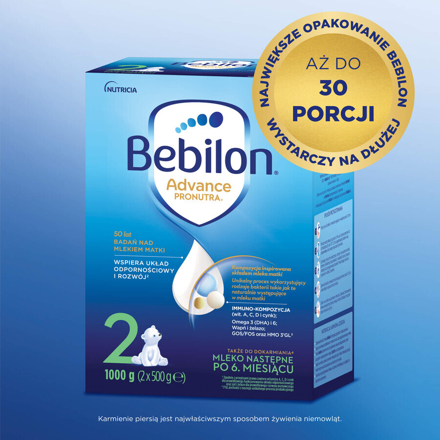Set Bebilon Advance Pronutra 2, latte di proseguimento, oltre 6 mesi, 2 x 1000 g + salviette umidificate Mustela, 60 gratis