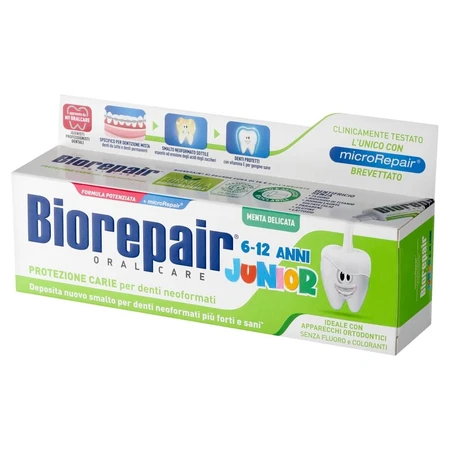 Biorepair Junior, fluoridfreie Zahnpasta für Kinder, soft mint, 6-12 Jahre, 75 ml