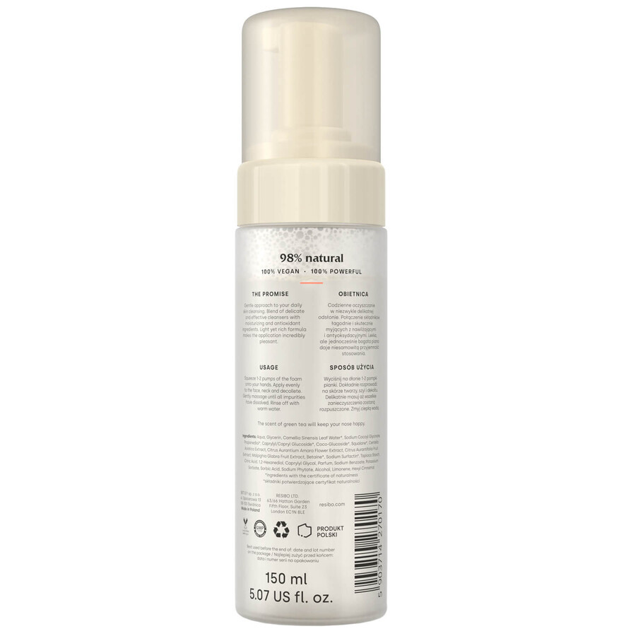 Resibo Fresh Faced, schiuma detergente vellutata, 150 ml