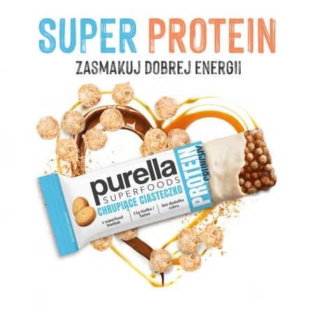 Purella Superfoods Protein, barre protéinée, biscuit croquant, croquant, 45 g