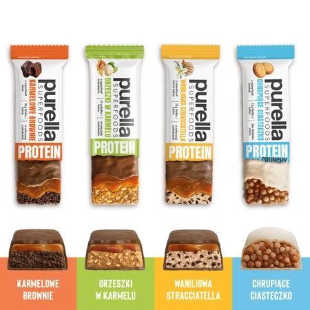 Purella Superfoods Protein, barre protéinée, biscuit croquant, croquant, 45 g