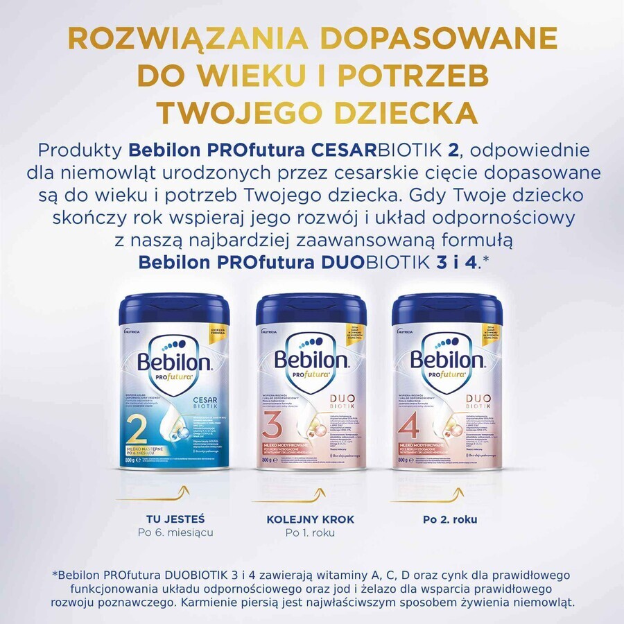 Set Bebilon Profutura Profutura CesarBiotik 2, Folgemilch, nach 6 Monaten, 3 x 800 g + Mustela Bebe Enfant, nährendes Waschgel, 300 ml gratis