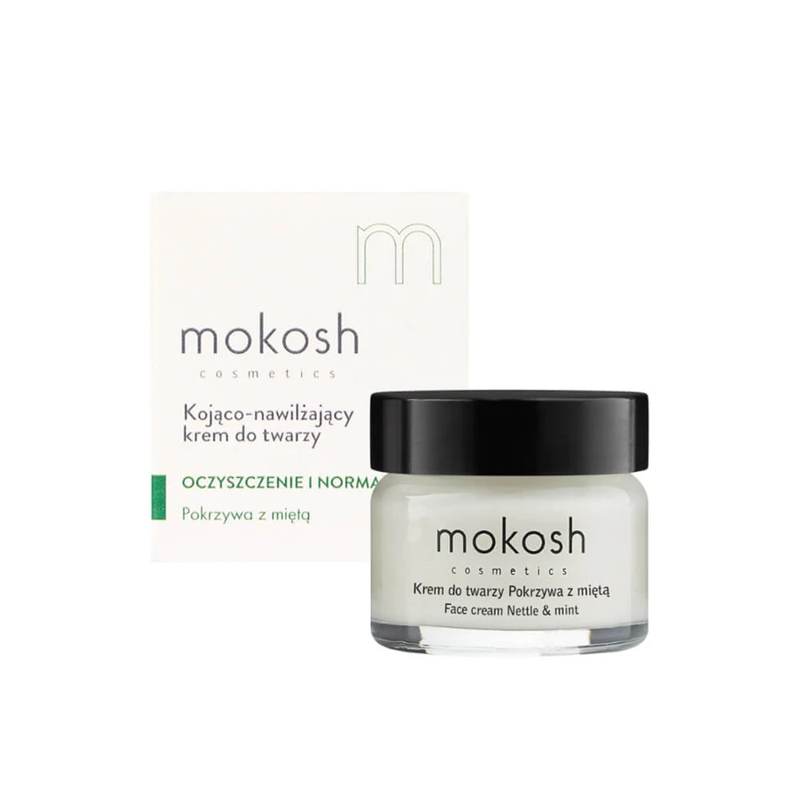 Mokosh verzachtende en hydraterende gezichtscrème, brandnetel met munt, 15 ml