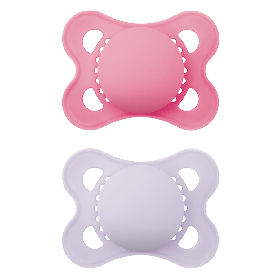 MAM Original, fopspeen, silicone, orthodontisch, mat onbedrukt, meisje, 2-6 maanden, 2 stuks