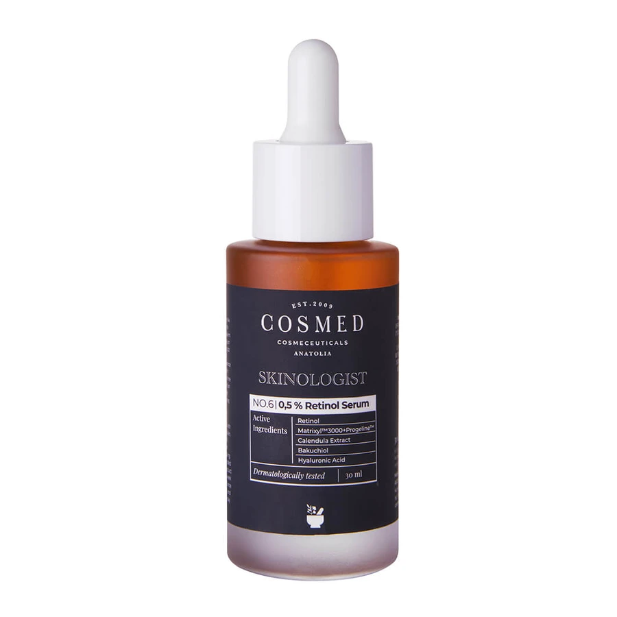 Cosmed Skinologist, suero con retinol 0,5%, bacuchiol, ácido hialurónico y péptidos, 30 ml