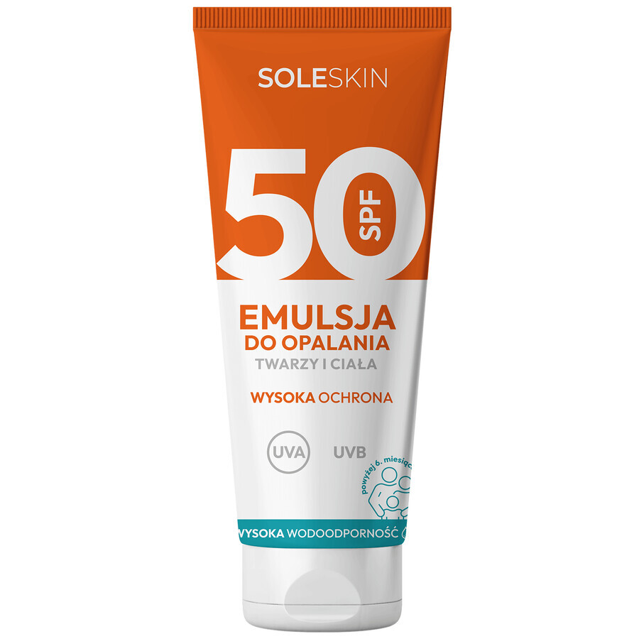 Buy Soleskin face and body sunscreen emulsion, SPF 50, from 6 months, 200 ml Soleskin face and body sunscreen emulsion, SPF 50, from 6 months, 200 ml