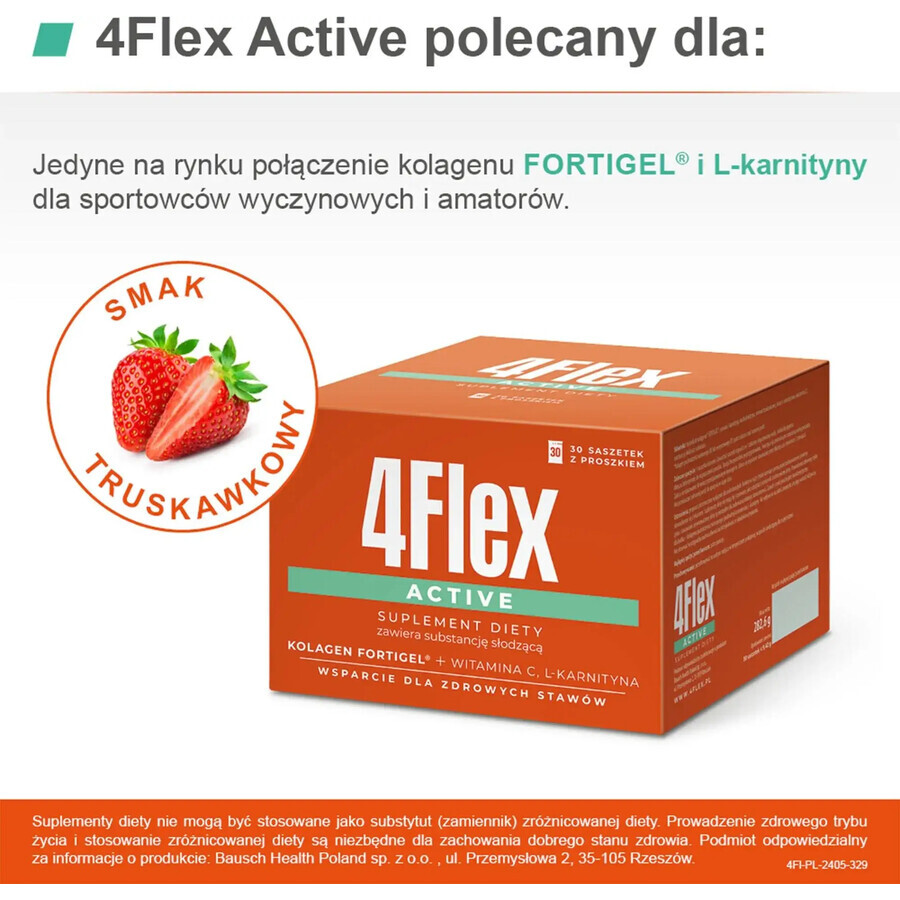4Flex Active, strawberry flavor, 30 sachets