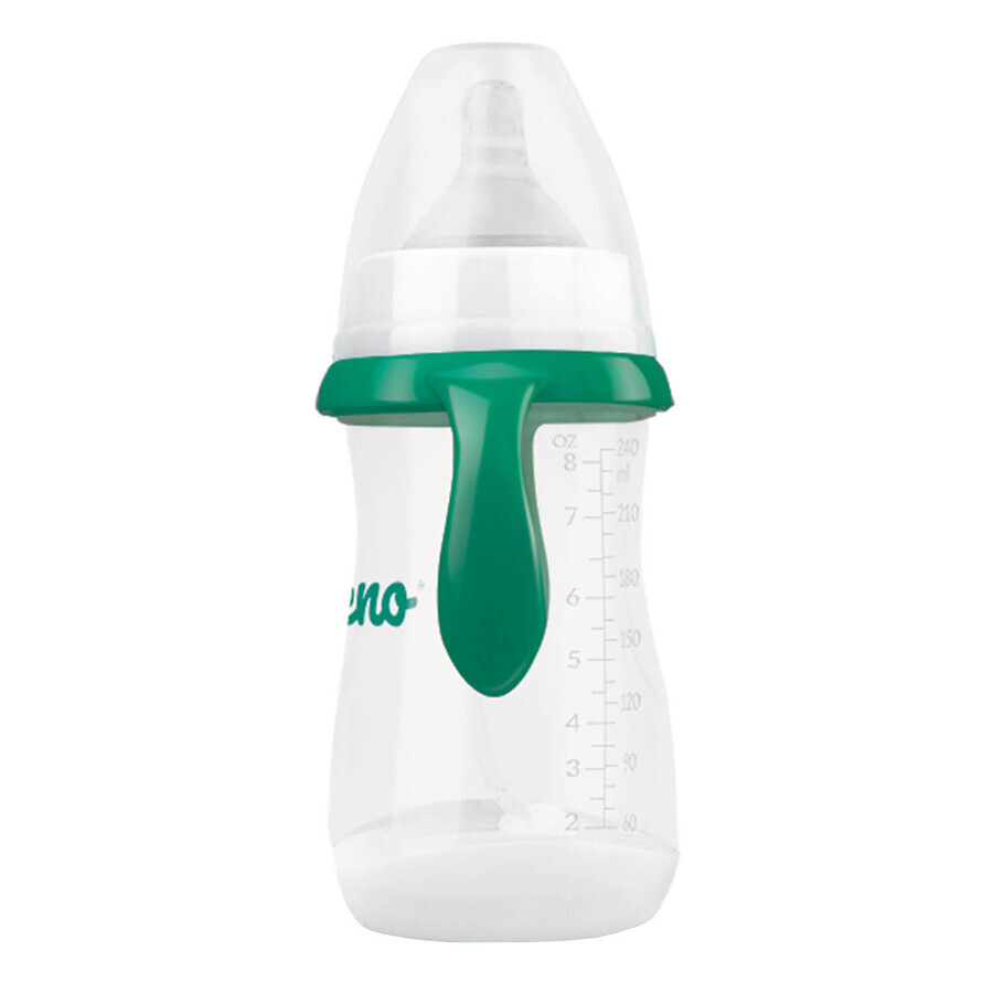Biberón Neno, biberón anticólico para alimentar y aprender a beber, con tetina y sonda ponderada, 3-6 meses, 240 ml