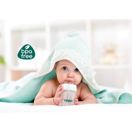 Biberón Neno, biberón anticólico para alimentar y aprender a beber, con tetina y sonda ponderada, 3-6 meses, 240 ml