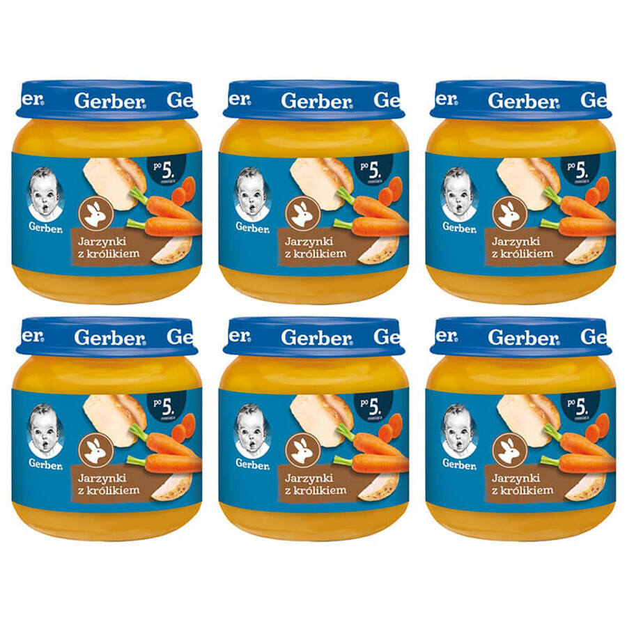 Gerber Set da pranzo, Verdure con coniglio, dopo 5 mesi, 6 x 125 g CONFEZIONE DECORATA