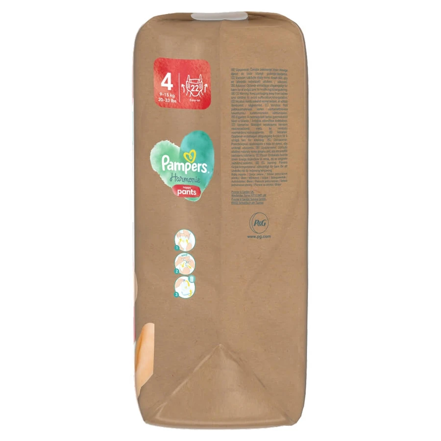 Pampers Harmonie Pants, couches, taille 4, 9-15 kg, 22 pcs