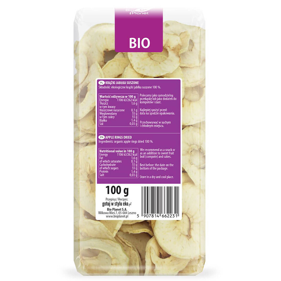 Bio Planet, Anneaux de pommes séchées Bio, 100 g