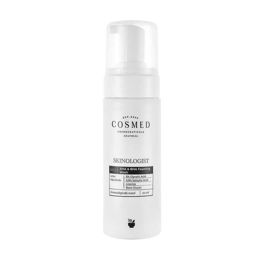 Mousse nettoyante Cosmed Skinologist avec AHA et BHA, 150 ml