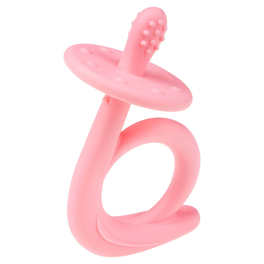 AKUKU, Beißring aus Silikon, rosa Schnecke, A0115, ab Geburt, 1 Stück VERPACKUNG BESCHÄDIGT