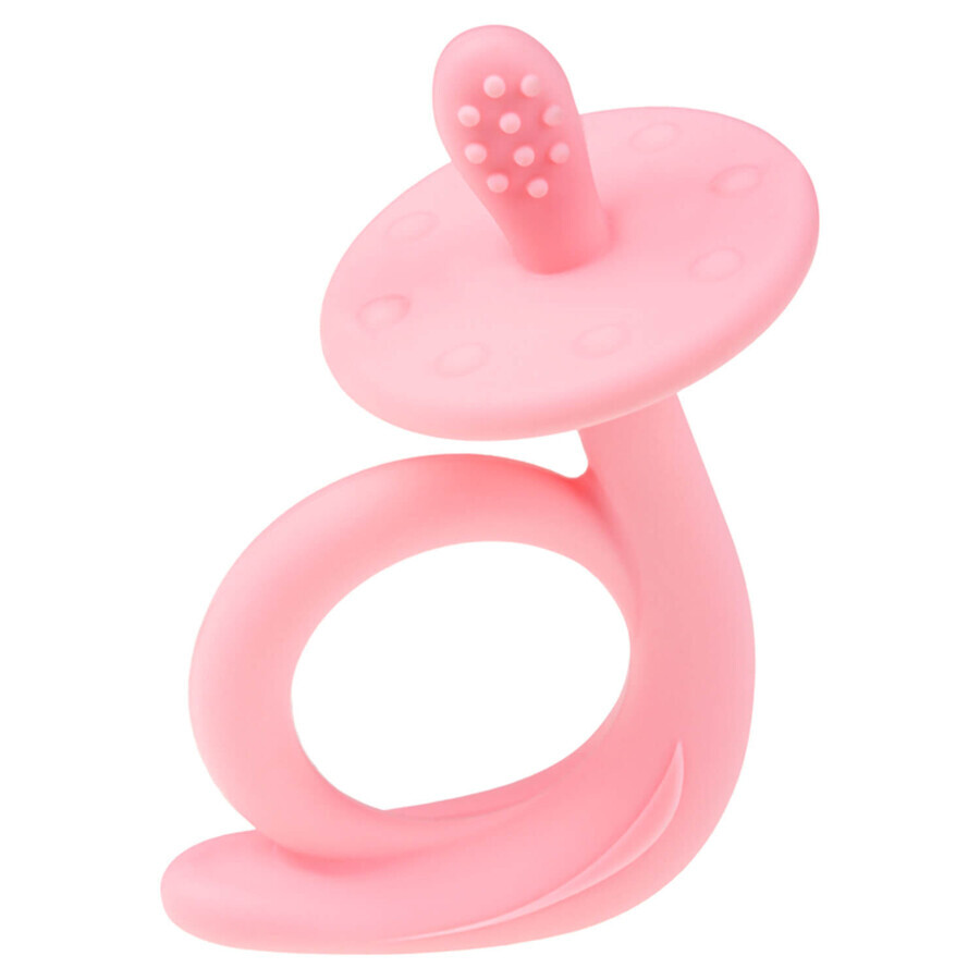 AKUKU, Beißring aus Silikon, rosa Schnecke, A0115, ab Geburt, 1 Stück VERPACKUNG BESCHÄDIGT