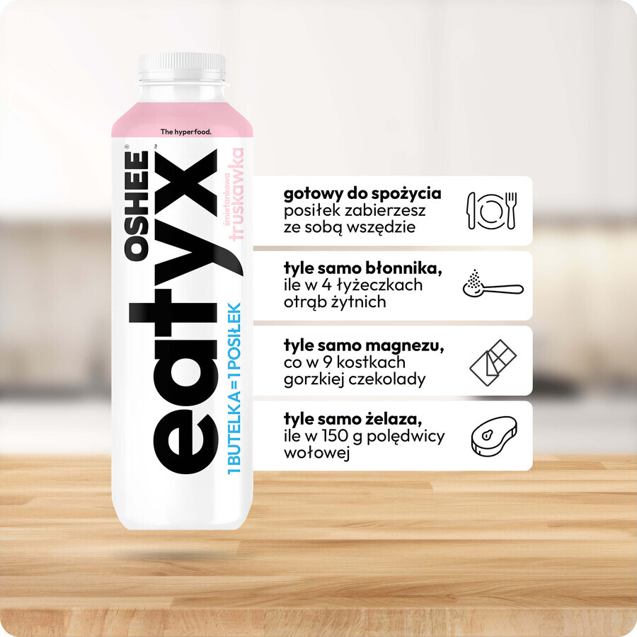 OSHEE Eatyx, pasto liquido pronto per il consumo, vegano, crema alla fragola, 500 ml DATA SCORTA