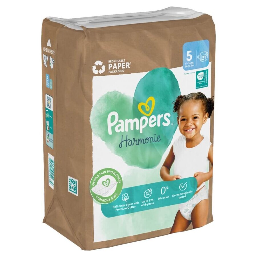 Pampers Harmonie, pañales, talla 5, 11-16 kg, 21 unidades