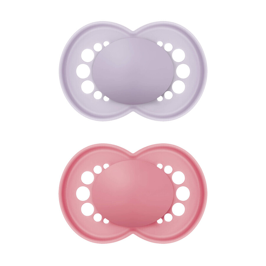 MAM Original, ciuccio, silicone, ortodontico, ortodontico, opaco non stampato, bambina, da 16 mesi, 2 pezzi