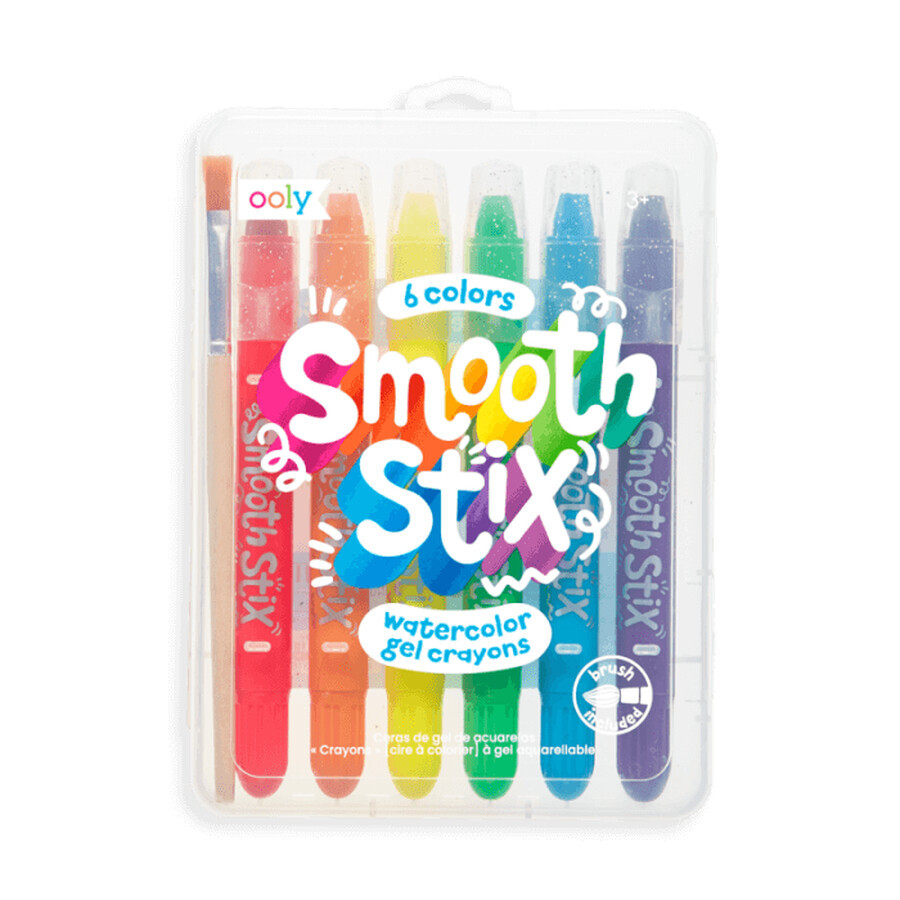 Crayons aquarelle gel Smooth Stix, +3 ans, 6 couleurs, Ooly