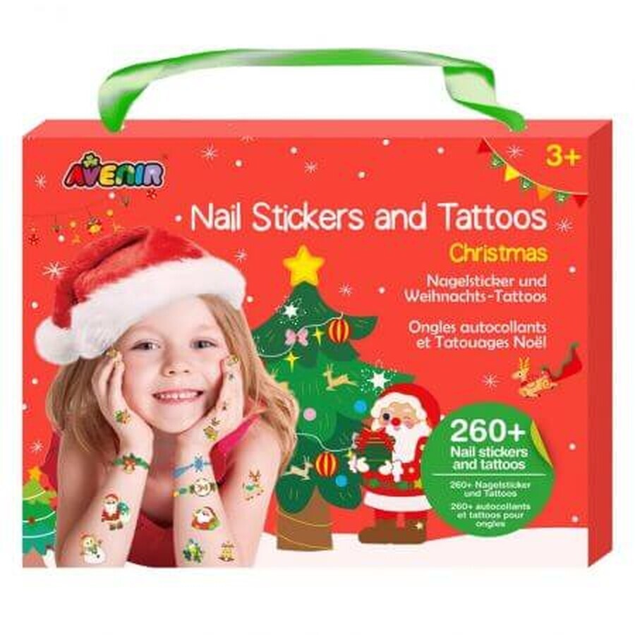 Adesivi per unghie e tatuaggi Natale, +3 anni, Avenir