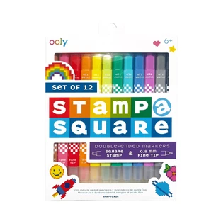 Double square-stamped double crayons with thin tip, +6 years, 12 pieces, Ooly