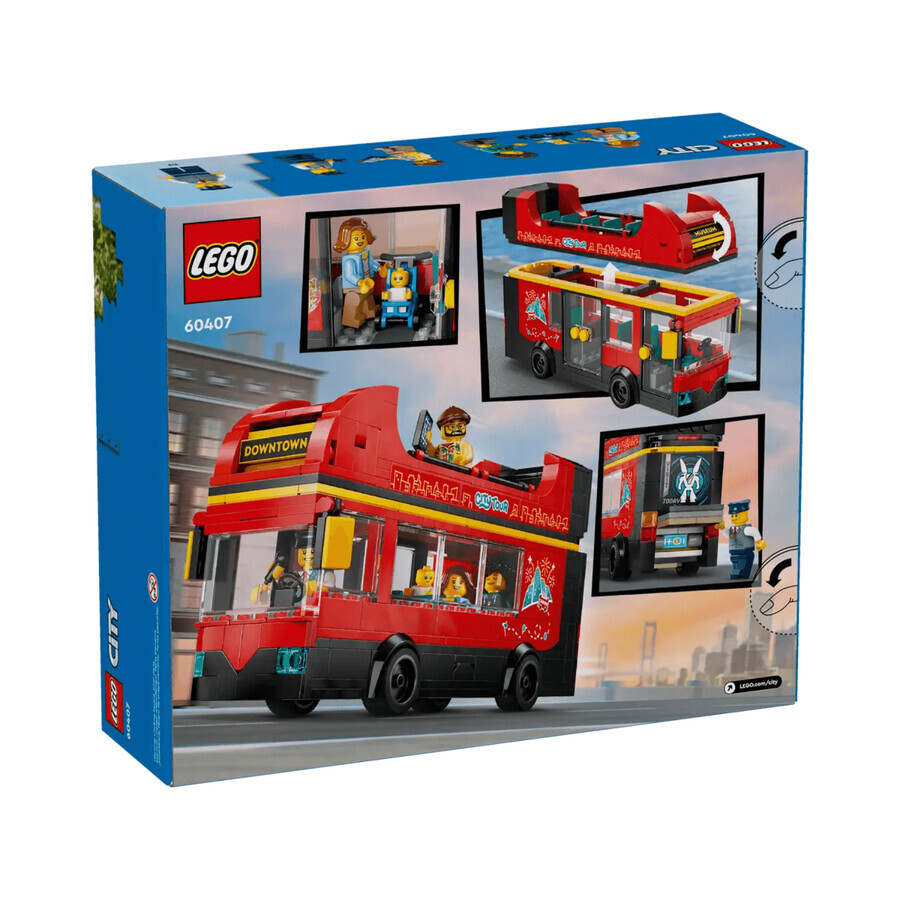 Autobús turístico rojo con suelo City, 7+ años, 60407, Lego