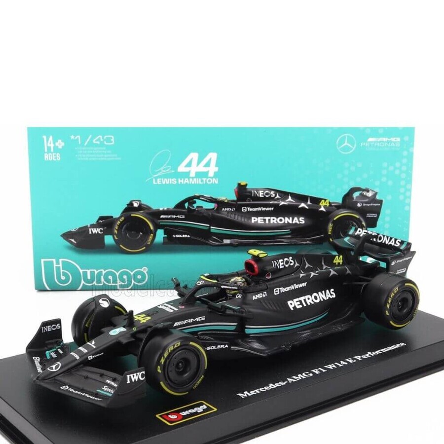 Mercedes-AMG F1 W14 E Performance W14 E Performance con casco de Lewis Hamilton, 14 años +, 1:43, Bburago