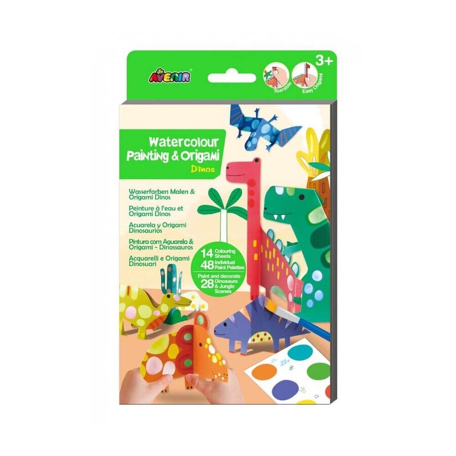 Creative 2 in 1 painting and origami set Dinosaurs, +3 years, Avenir