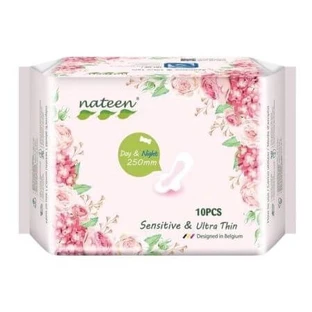 Biodegradable absorbent pads Sensitive, Day, 10 pieces, Nateen