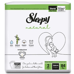 Baby Diapers Natural, Nr 2 Mini, 3-6 kg, 84 pieces, Sleepy