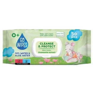 Toallitas para bebés con agua de aloe y leche de almendras, 50 uds, Go Wipes