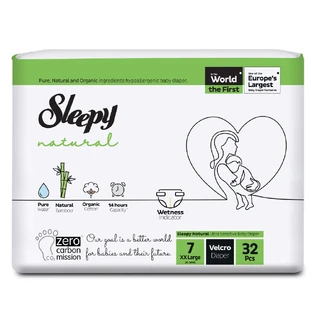 Pañales Naturales, Nr 7 XX Grande, 20-30 kg, 32 piezas, Sleepy