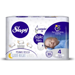 Couches pour bébés Night, Nr 4 maxi, 7-16 kg, 30 pièces, Sleepy