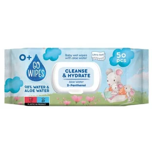 Baby-Feuchttücher mit Aloe-Wasser und D-Panthenol, 50 Stück, Go Wipes