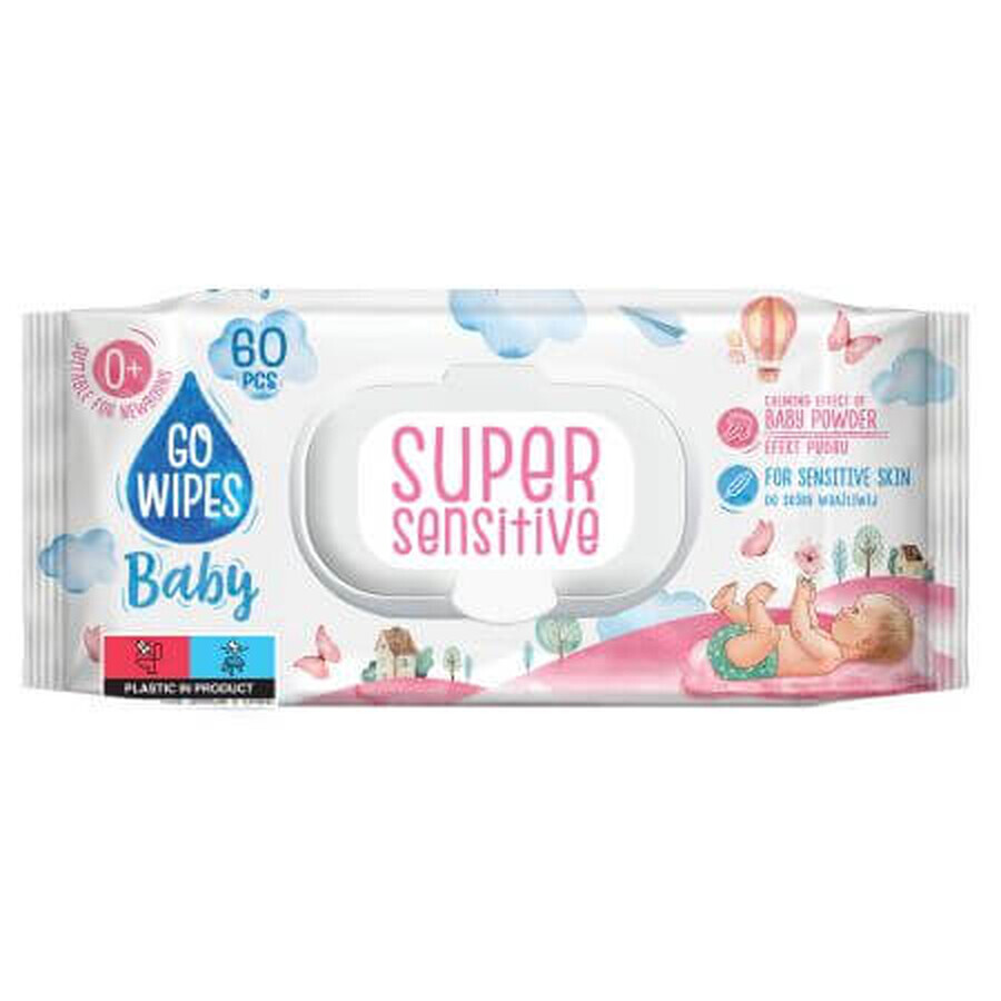 Servetele umede pentru copii Super sensitive, 60 buc, Go Wipes