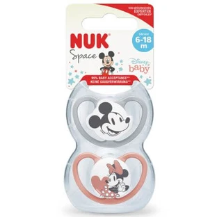 Set de 2 chupetes con tetina de silicona Disney Space, 6-18 meses, Mickey Mouse, Grey&Roz o Grey&Alb, Nuk