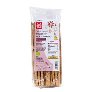 Palitos de pan integral bio con sésamo y aceite de oliva virgen extra, 125 g, Baule Volante