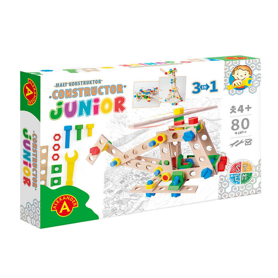 Construction game Helicopter 3 in 1 Constructor Junior, 80 pieces, + 4 years, Alexander Toys