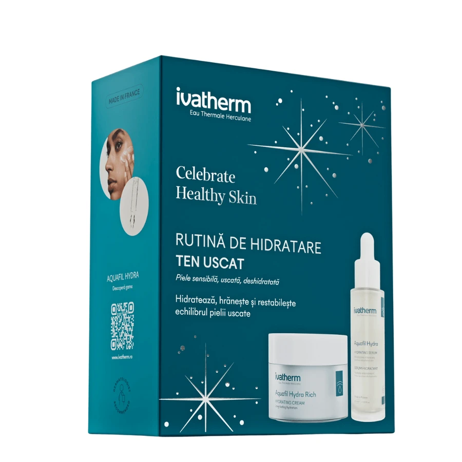 Crema Hidratante + Sérum con Péptidos y HA Aquafil Hydra Rich, 50 ml + 30 ml, Ivatherm