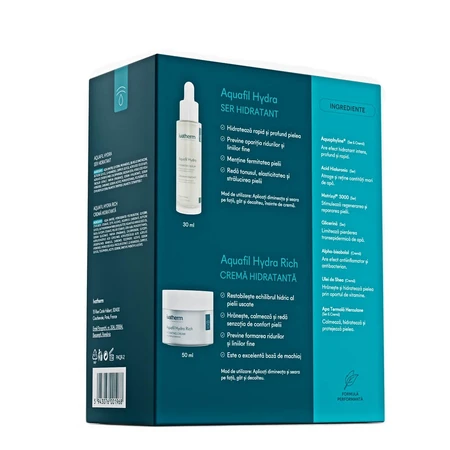 Crema Hidratante + Sérum con Péptidos y HA Aquafil Hydra Rich, 50 ml + 30 ml, Ivatherm