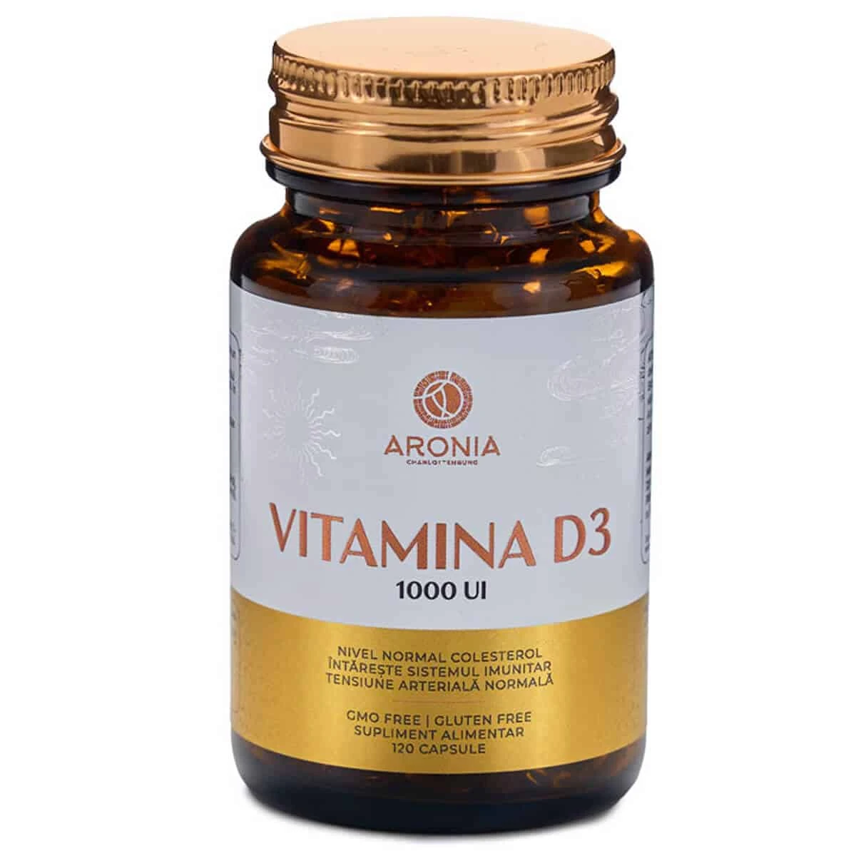 Vitamin D3, 1000 IU, 120 capsules, Aronia Charlottenburg