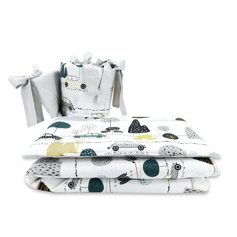 Juego de sábanas de cuna de 3 piezas, Childrens Journey Grey, 120x60 cm, MimiNu