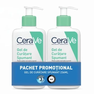 Set Schuimende reinigingsgel voor normale en vette huid, 2x236 ml, CeraVe