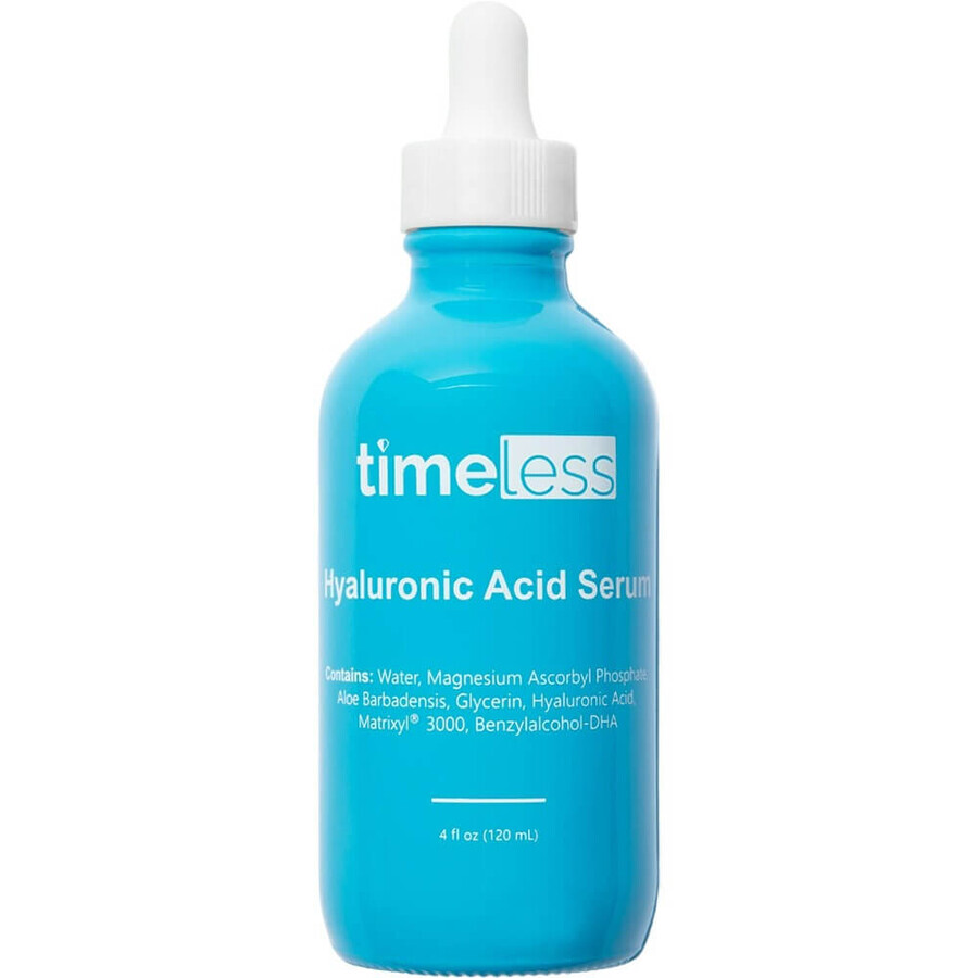 Hyaluronic Acid + Vitamin C illuminating and moisturizing face serum, 120 ml, Timeless Skin Care