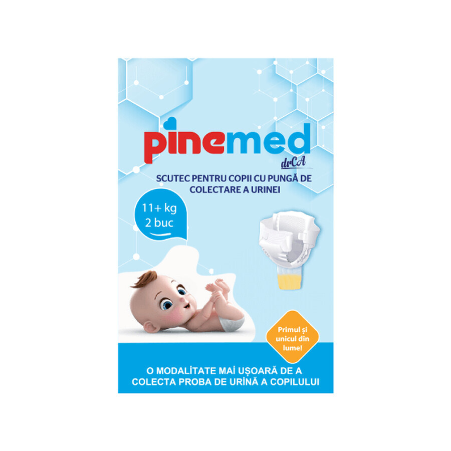 Couche pour bébé avec sac collecteur d'urine, +11 kg, 2 pièces, Pinemed