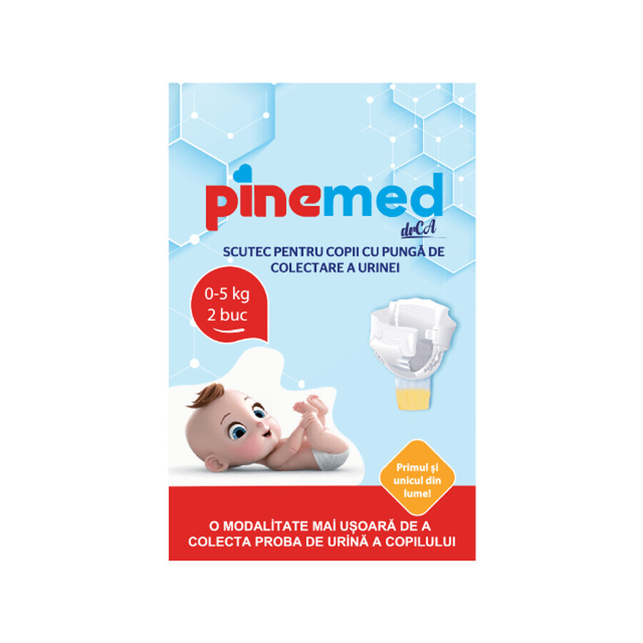 Pañal para bebé con bolsa de recogida de orina, 0-5 kg, 2 piezas, Pinemed