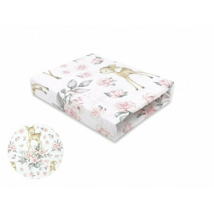 Drap de lit de Timon avec élastique, Sweet Deer Pink, 87x51 cm, MimiNu