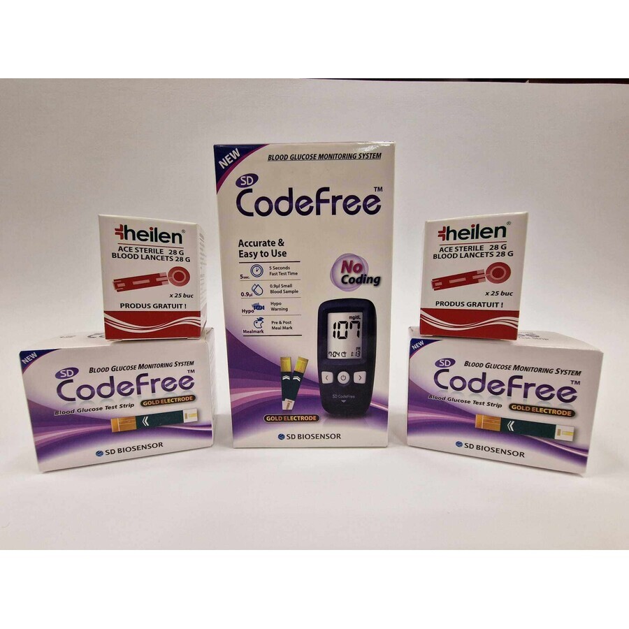 Buy CodeFree SD Glucometer + 2 x Blood Glucose Tests, 50 pieces, CodeFree CodeFree SD Glucometer + 2 x Blood Glucose Tests, 50 pieces, CodeFree